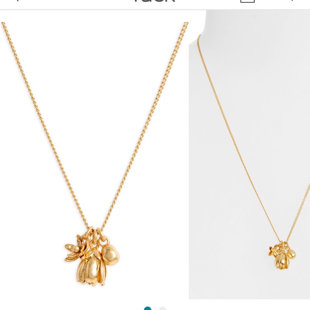 53)Madewell NWOT Petalbud gold plated flower blossom charm necklace NO OFFERS PL